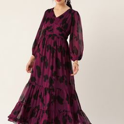 Antheaa Purple & Black Printed Tiered Maxi Dress-picture-43
