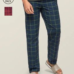XYXX Red & Blue Check Pyjamas - Pack of 2-picture-5