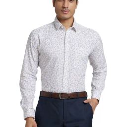 Raymond White Slim Fit Printed Shirt-image-103