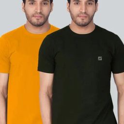 Lux Nitro Yellow & Dark Green Regular Fit T-Shirt Pack of - 2-picture-30