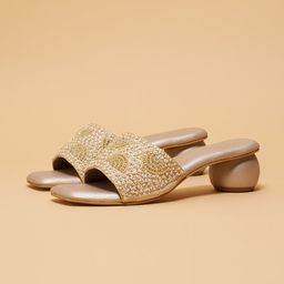 ERIDANI Embellished Ethnic Block Heel Sandals-11