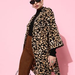 EVERYDAY by ANI Women Black & Beige EVERYDAY by ANImal Print Longline Shrug-image-81