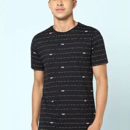 Ajile by Pantaloons Black Cotton Slim Fit Printed Lounge T-Shirt-image-21