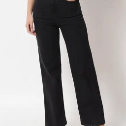 Kotty Jet Black Straight Fit High Rise Jeans-image-99