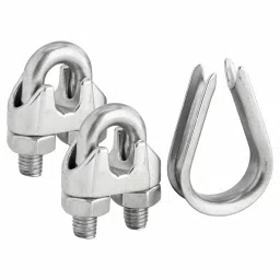 Dayton 3/8 inch Wire Rope U-Bolt Clip and Thimble Kit, 1DKL4-6
