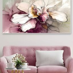 DEKORSTATION Beige & Purple Floral And Botanical Printed Canvas Wall Art-image-71