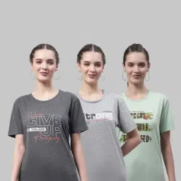 Vimal Jonney Grey & Green Cotton Printed Sports T-Shirt - Pack Of 3-image-67