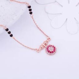 GIVA 92.5 Sterling Silver Rosy Red Traditional Mangalsutra for Women-image-83