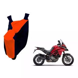 Auto Pearl Waterproof Two Wheeler Cover For Ducati Multistrada (Orange & Blue)-image-29
