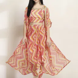 Rangriti Printed Top, Jacket & Skirt Co-Ord Set-image-7