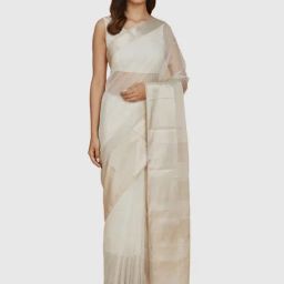 Fabindia White Woven Saree-image-93