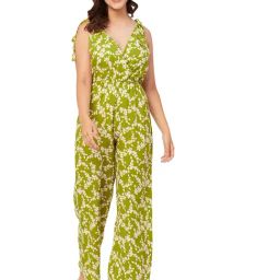 Moomaya Green Floral Print Jumpsuit-image-78