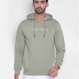 Crimsoune Club Olive Regular Fit Logo Printed Hooded Sweatshirt-image-83