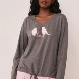 La Vie En Rose Grey Printed T-Shirt-image-72