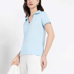 RAREISM Women Polo Collar Pockets T-shirt-image-97