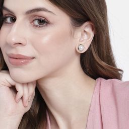 Estele Gold-Plated & White Floral Studs-51