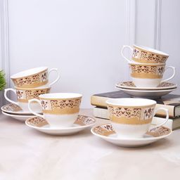 UPC Set of 6 Ceramic Glossy Cups & Saucer-48