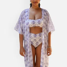 TFW Printed Swimwear Cover Up Set With Robe-picture-43