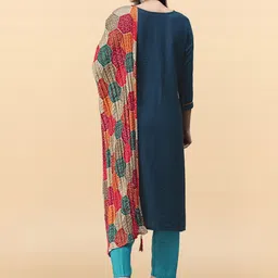 Anouk Rustic Women Ethnic Motifs Embroidered Sequinned Kurta with Trousers & With Dupatta image 5