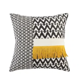 BLANC9 Black & White Single Self Design Square Cushion Cover image 4