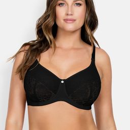 PARFAIT Plus Size Black Self-Design Underwired Non Padded Minimizer Bra P5272-24