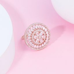Zaveri Pearls Rose Gold-Plated CZ-Studded Adjustable Finger Ring-image-80