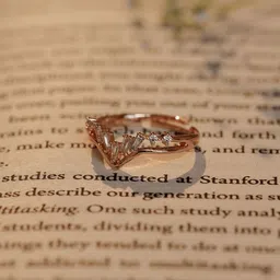 Rukhmani Rose Gold Plated American Diamond Studded Cluster Finger Ring-54