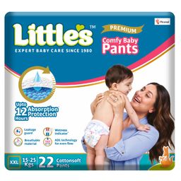 Little's Comfy Baby Pants Diapers Double Extra Large with Wetness Indicator and 12 hours Absorption, XXL  - 22 Pieces-2