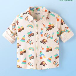 Babyoye 100% Cotton Eco Jiva Finish Full Sleeves Shirt Rainbow Print - Marshmellow-image-19