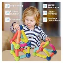 YAMAMA Magnetic Sticks Building Blocks Educational Stacking Toys With Magnetic Sticks Magnetic Balls And Magnetic Blocks For Kids 100 Pieces  Multicolor-18