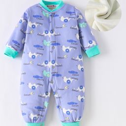 Kookie Kids Full Sleeves Full Sleeves Romper with Elephants Print - Blue-image-73