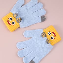 Babyhug Woollen Gloves with Cartoon Print - Light Blue-picture-2