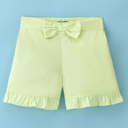 UCB Cotton Woven Knee Length Shorts with Bow and Frill Detailing - Yellow-image-3