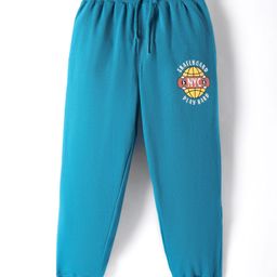 Taeko Looper Knit Full Length Lounge Pants with Skateboard Print - Teal Blue-image-44