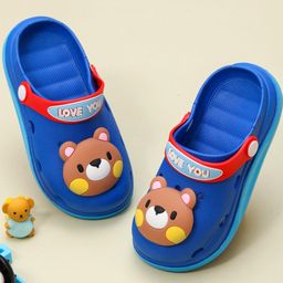 Yellow Bee Bear Applique Designed Clogs - Blue-image-61