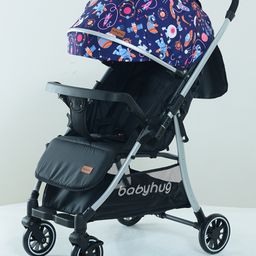 Babyhug Travel Compact Baby Stroller with Reversible Handle Adjustable Backrest & Canopy - Blue-1