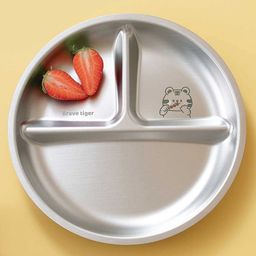 Basil Stainless Steel 3 Compartments Wheel Plate for Kids - Tiger-18