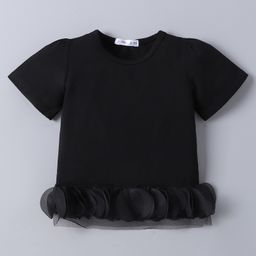 Mark & Mia Cotton Half Sleeves Top with Frill Detailing - Black-image-92