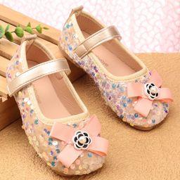 Babyoye Velcro Closure Ballerina With Sequins & Bow Applique - Multicolor-image-91