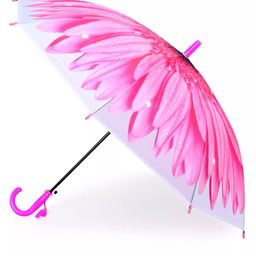 CHAATEWALA Sunflower Designed Transparent Umbrella - Dark Pink-23