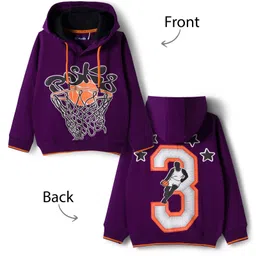 Pine Kids Cotton Knit Full Sleeves Hooded Sweatshirt With Front & Back Basketball Print - Purple-picture-13