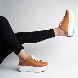 Shoetopia Lace Designed Slip On Sneakers - Tan-picture-30