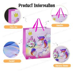 FunBlast Unicorn Theme Paper Bags with Handle for Gifting  Pack of 6 Random Print image 2