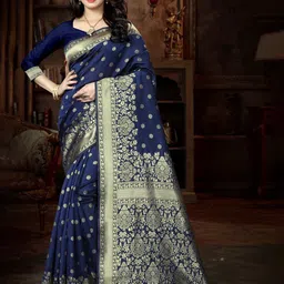KALINI Woven Design Zari Silk Blend Kanjeevaram Saree-picture-52
