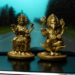Fabzie Decor Gold-Toned 2 Pieces Lord Ganesha Goddess Laxmi Religious Idol Showpiece-image-38