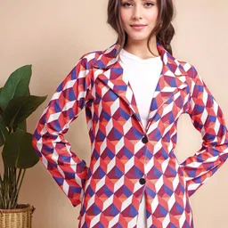 Mast & Harbour Printed Cotton Single Breasted Blazer-image-56