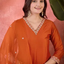 Sangria Sequence Embroidered Kurta Pant With Dupatta image 4