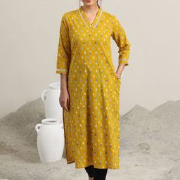 Libas Floral Printed V-Neck Pure Cotton Straight Kurta-picture-39
