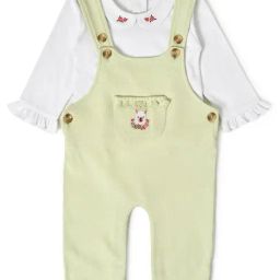 MiArcus Kids Light Green & White Solid Full Sleeves T-Shirt with Dungaree-image-39