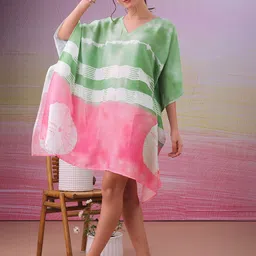 LABEL AARNA Women Dyed Kaftan Dress-3